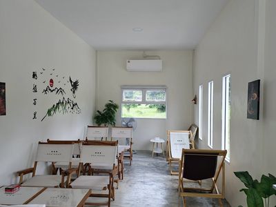 Minimalist fitness studio with natural light and wood